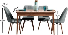 Extendable Dining Table &amp; Chairs Set (5 Pieces) Lidyana - Grey Grey