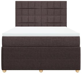 Κρεβάτι Boxspring με Στρώμα Σκούρο Καφέ 140x190 εκ. Υφασμάτινο - Καφέ