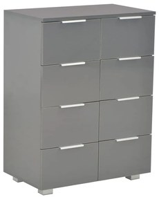 vidaXL Μπουφές Ψηλός Γυαλιστερός Γκρι 60x35x80 εκ. Επεξ. Ξύλο