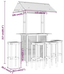 Σετ Επίπλων Μπαρ Κήπου 5 Τεμαχίων από Μασίφ Ξύλο Ακακίας - Καφέ