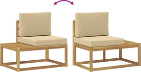 vidaXL Σειρά Καναπέ Εξωτερικού 3 pcs Λευκό και Μπεζ Πολυεστέρας