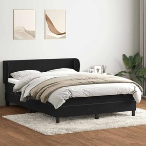 Κρεβάτι Boxspring με Στρώμα Μαύρο 160x210 εκ. Βελούδινο - Μαύρο