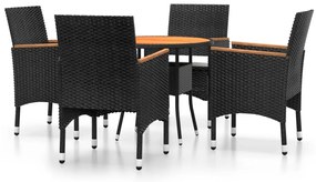 vidaXL Σετ Τραπεζαρίας Κήπου 5 Τεμαχίων Μαύρο από Συνθετικό Ρατάν