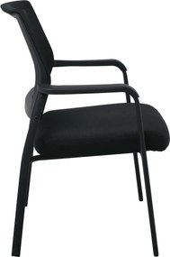 ASCO Πολυθρόνα Γραφείου Επισκέπτη Μέταλλο Βαφή Μαύρο, Mesh - Ύφασμα Μαύρο   4τμχ
