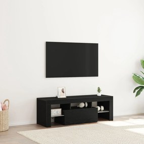 Ντουλάπα τηλεόρασης με LED φώτα Μαύρη Δρυς 120x35x40 εκ