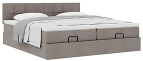 vidaXL Οθωμανικό κρεβάτι με στρώματα Taupe 160x200cm ύφασμα