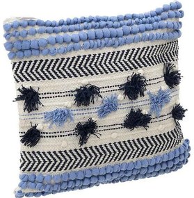 Μαξιλάρι Διακοσμητικό (Με Γέμιση) 3-40-485-0009 White-Blue Inart 45X45 45x45cm Fabric