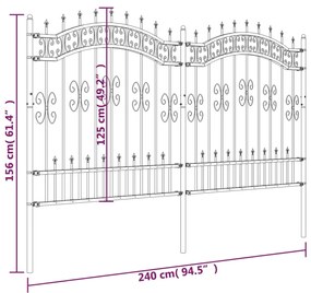 vidaXL Φράχτης με Ακίδες Μαύρος 165 εκ. Ατσάλι Ηλεκτροστ. Βαφή Πούδρας