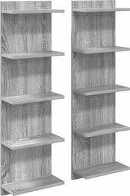 vidaXL Ράφι Τοίχου 2 pcs Γκρι Sonoma 30 x 15 x 100 εκ