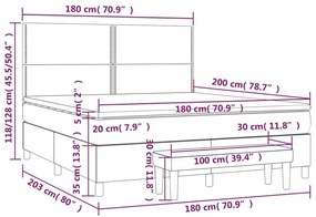 Κρεβάτι Boxspring με Στρώμα Μαύρο 180x200 εκ. Υφασμάτινο - Μαύρο