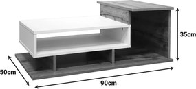Τραπέζι σαλονιού Nuvele pakoworld sonoma-λευκό 90x50x35εκ