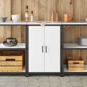 vidaXL Ντουλάπα Αποθήκευσης Κουζίνας Λευκό 60 x 50 x 92 εκ. Ατσάλι