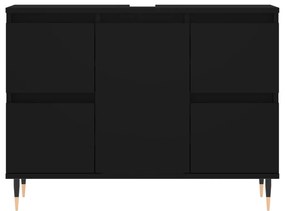 vidaXL Ντουλάπι Μπάνιου Μαύρο 80 x 33 x 60 εκ. από Επεξεργασμένο Ξύλο