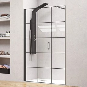 Καμπίνα Ντουζιέρας Από Τοίχο Σε Τοίχο Ανοιγόμενη Nero 5 Porta NE5P10430 6mm (30cm Σταθερό) Clear-Black Mat Karag 104 x200 Αλουμίνιο,Γυαλί