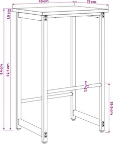 vidaXL Μπαρ σκαμπό Μαύρη Δρυς 40 x 32 x 64 εκ Επεξεργασμένο Ξύλο