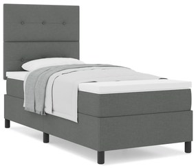 vidaXL Κρεβάτι Box Spring με Στρώμα Σκοτεινό Γκρι 80x200 cm Ύφασμα