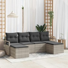 vidaXL Σετ Καναπέ Κήπου 6 pcs Ανοιχτό γκρι Πολυ ράταν