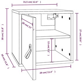 Ντουλάπι Τοίχου 31,5x30x30 εκ. από Μασίφ Ξύλο Πεύκου - Καφέ