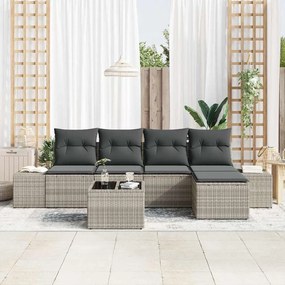 vidaXL Σετ Καναπέ Κήπου 6 pcs Ανοιχτό γκρι Πολυ rattan, βαμμένο ατσάλι