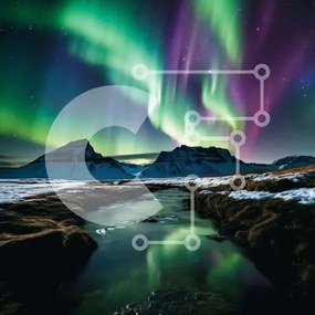 Intra Συλλεκτικό Ξύλινο Παζλ Plywood 4mm - Εκπληκτική προβολή Aurora Borealis πάνω από τα Majestic Snowy Mountains Σε Ξύλινο Κουτί - Διαστάσεις: 10x10 cm – 25 κομμάτια