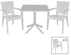 Τραπεζαρία Icon-Halcyon pakoworld σετ 5τεμ PP σε λευκή απόχρωση