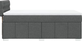 vidaXL Κρεβάτι Boxspring με Στρώμα Σκούρο Γκρι 90x190 εκ. Υφασμάτινο