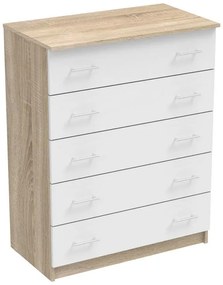 Συρταριέρα Kofre μελαμίνη σε sonoma-λευκή απόχρωση 80x45x104εκ 80x45x104 εκ.