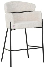 Bar stool Tolerse Inart beige fabric-leg black metal 55x60x97 εκ.