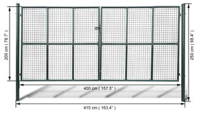 Καγκελόπορτα 415 x 250 εκ. / 400 x 200 εκ. - Πράσινο