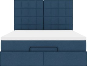 vidaXL Οθωμανικό κρεβάτι με στρώμα μπλε 140x200cm ύφασμα