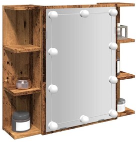 Ντουλάπι καθρέφτη με LED Παλιό ξύλο 70x16,5x60 cm