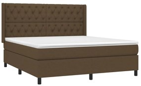 Κρεβάτι Boxspring με Στρώμα Σκούρο Καφέ 160x200 εκ Υφασμάτινο - Καφέ