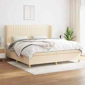 Κρεβάτι Boxspring με Στρώμα Κρεμ 200x200 εκ. Υφασμάτινο