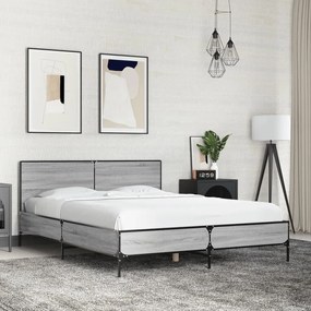 vidaXL Πλαίσιο Κρεβατιού Γκρι Sonoma 120x200 εκ. Επεξ. Ξύλο &amp; Μέταλλο