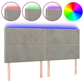 Κεφαλάρι Κρεβατιού LED Ανοιχτό Γκρι 180x5x118/128 εκ. Βελούδινο 3122344