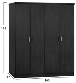 ΣΕΤ 2 ΤΜΧ ΝΤΟΥΛΑΠΑ 4ΦΥΛΛΗ ZEBRANO 160X42X181 HM11350.01 - Μελαμίνη - HM368.01 X2