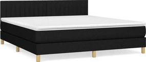 vidaXL Κρεβάτι Boxspring με Στρώμα Μαύρο 180x200 εκ. Υφασμάτινο