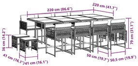 vidaXL Σετ Τραπεζαρίας Κήπου 13τεμ. Μαύρο από Συνθ. Ρατάν με Μαξιλάρια