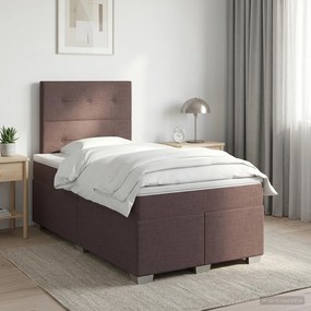 vidaXL Κρεβάτι box spring με στρώμα Σκούρο Καφέ 120 x 200 cm Ύφασμα