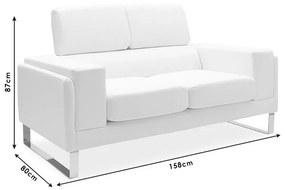 ΚΑΝΑΠΕΣ SHEA PAKOWORLD 2ΘΕΣΙΟΣ PU IVORY-INOX 158X80X87ΕΚ