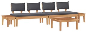 vidaXL Σετ Παγκάκι Κήπου 5 pcs Καφέ, Γκρί Πολυ rattan, βαμμένο ατσάλι