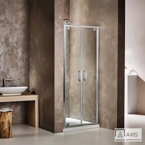 AXIS Twin Pivot Πόρτα Ντουζιέρας με 2 ανοιγόμενα φύλλα CHROME 77-81 Y185εκ &amp; 1Προφίλ Επέκτασης x3εκ
