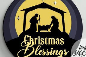 Σετ των 2 Intra απο ξύλο plywood 3mm-4mm πάχος Στρογγυλή πινακίδα ευλογιών Χριστουγέννων Δίασταση 30x30 cm INTRAFABR-79220311