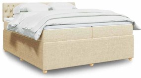 vidaXL Κρεβάτι Boxspring με Στρώμα Κρεμ 200x200 εκ. Υφασμάτινο