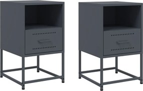 vidaXL Κομοδίνα 2 τεμ. Ανθρακί 36 x 39 x 60,5 εκ. Ατσάλινο