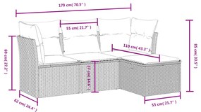 vidaXL Σαλόνι Κήπου Σετ 4 Τεμαχίων με Μαξιλάρια Μαύρο Συνθετικό Ρατάν