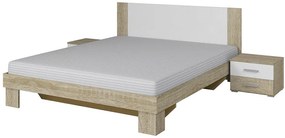 Κρεβάτι με 2 κομοδίνα Veron-160Χ200-Λευκό/Φυσικό