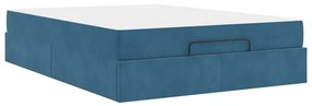 vidaXL Σκελετός Κρεβατιού Άλλο Μπλε 160 x 200 cm Βελούδο