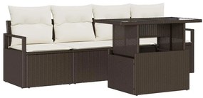 vidaXL Σετ Καναπέ Κήπου με αποθήκευση 5 pcs Καφέ Πολυ ράταν