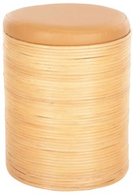 Σκάμπο Mitch Φυσικό Rattan-Καθισμα από PU Μπεζ Φ37x47Yεκ.
